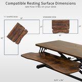 VIVO 32 inch Desk Converter, K Series, Height Adjustable Sit to Stand Riser, Dual Monitor and Laptop Workstation with Wide Keyboard Tray, Vintage Brown Top, Black Frame, DESK-V000KN VIVO