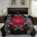 JML Soft Fleece Blanket King Size, Heavy Korean Blanket, 85x95 Inches- 9 Lbs, Single Ply, Fluffy Thick Warm Breathable Home Decor, Cozy Fuzzy Winter Bedding, Floral Embossing Pattern, Flower JML