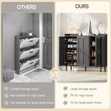 ONBRILL Shoe Cabinet with 3 Doors and Adjustable Shelves, 30 Pairs Shoe Storage Cabinet, 40 Inch Tall Farmhouse Shoe Rack Shoe Organizer Cabinet for Entryway Living Room Closet, Black ONBRILL