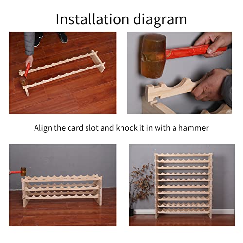 fdjamy Wine Rack Solid Wood Stackable Storage Wooden Wine Rack Wine Cabinet (60 Bottles, Natural Color) fdjamy