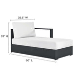 Modway Tahoe Modular Aluminum 3-Piece Outdoor Patio Furniture Gray White, Right-Facing Sectional Sofa Set with Weather-Resistant Cushions, Ideal for Deck, Backyard, Poolside Modway