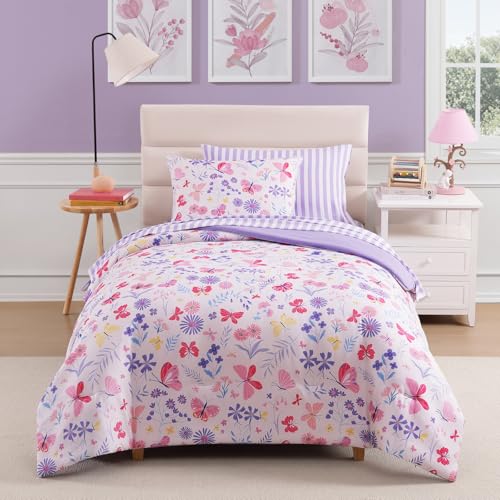 Wink Deer Twin Comforter Set with Sheets for Girls-5 Pieces Twin Bedding Sets with Pink Comforter, Sheets, Pillowcase & Sham for Kids (Cute Botanical Flowers, 66" X 86") Wink Deer