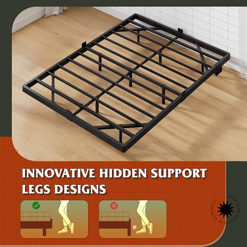 WLIVE Floating Full Bed Frame, 1500Lbs Heavy Duty Metal Platform with LED Light and Charging Station, No Box Spring Needed, Easy Assembly, No Noise, Full Size, Black WLIVE