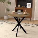 HAIZAO Small Round Dining Table Set for 4, 31.5'' Mid Century MDF Kitchen Table Set & 4 Green Wooden Velvet Dining Chairs, 5-Piece Retro Circle Dining Room Table Set for Home Apartment HAIZAO