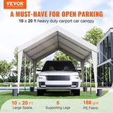 VEVOR Upgraded 10x20 ft Heavy Duty Carport Car Canopy, Car Port Garage Boat Shelter Party Tent with 8 Reinforced Poles and 4 Weight Bags, UV Resistant Waterproof Tarp for SUV, Truck, Boat VEVOR