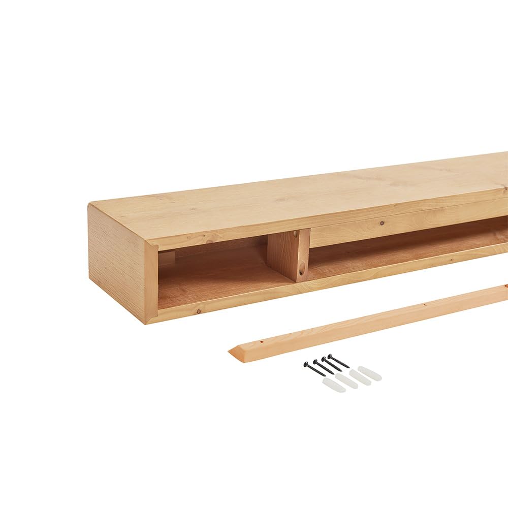 Touchstone Encase Fireplace Mantel- Wall Mounted 72 Inch Floating Shelf- Rustic, Solid Wood Farmhouse Style Mantel Shelf for Electric Fireplaces - 72 Inch x 8 x 4.75 Natural Finish - 90003 Touchstone