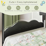 LIKIMIO Twin Bed Frame with 2 Storage Drawers, DIY House Bed with Bookshelf & Curved Headboard & Footboard, Twin Corner Bed Frames for Bedroom, No Box Spring Needed, Black LIKIMIO