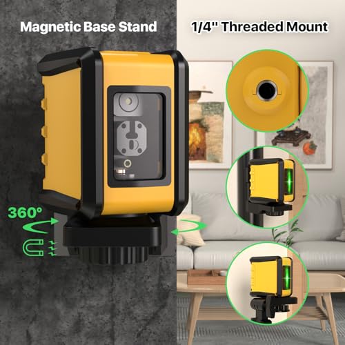 Self Leveling Laser Level,DEGLASERS 100ft Green Cross Line Laser Level,3 Brightness Adjustment,Manual Self leveling and Pulse Mode,IP54 Waterproof,Magnetic Bracket,Battery,Carrying Bag Included DegLasers