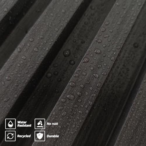 INNO STICKERS 6-Piece WPC Acoustic Slat Wall Panel for Modern Interior Decor, 94.5” x 6.5” 3D Wood Slat Wall Paneling for Living Room, Charcoal, 25.6 Sq.Ft INNO STICKERS