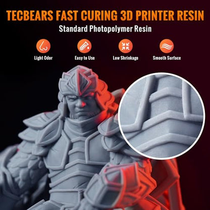 TECBEARS 3D Printer Resin Bundle,405nm UV Curing Standard Resin, Fast Curing 3D Printing Liquid Photopolymer Resin for LCD 3D Printers, Low Shrinkage, High Precision, 333g per Bottle,9 Colors