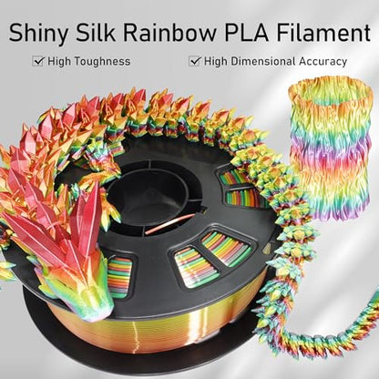 DO3D Silk Multicolored Rainbow PLA 3D Printer Filament, 1.75mm PLA Fast Color Change 3D Printing Material, 1kg Spool (2.2lbs),for FDM 3D Printers - WoodArtSupply