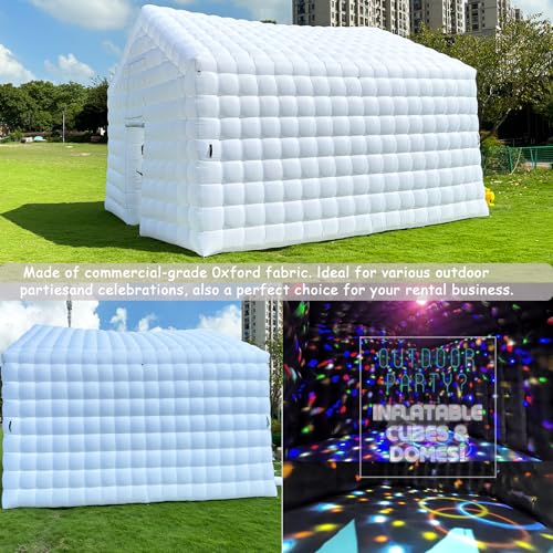 CZGBRO Large Inflatable Nightclub with Light, 20X16.5X12FT White Disco Cube Gazebo Event House Portable Inflatable Party Tent for Birthday, Wedding, School Events, Backyard Party, Rental Business CZGBRO