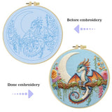 Black dragon handmade DIY embroidery kit,suitable for adult beginners,includes embroidery cloth, instructions, embroidery frame and needle and thread, suitable for holiday gifts (Blue Dragonfly)