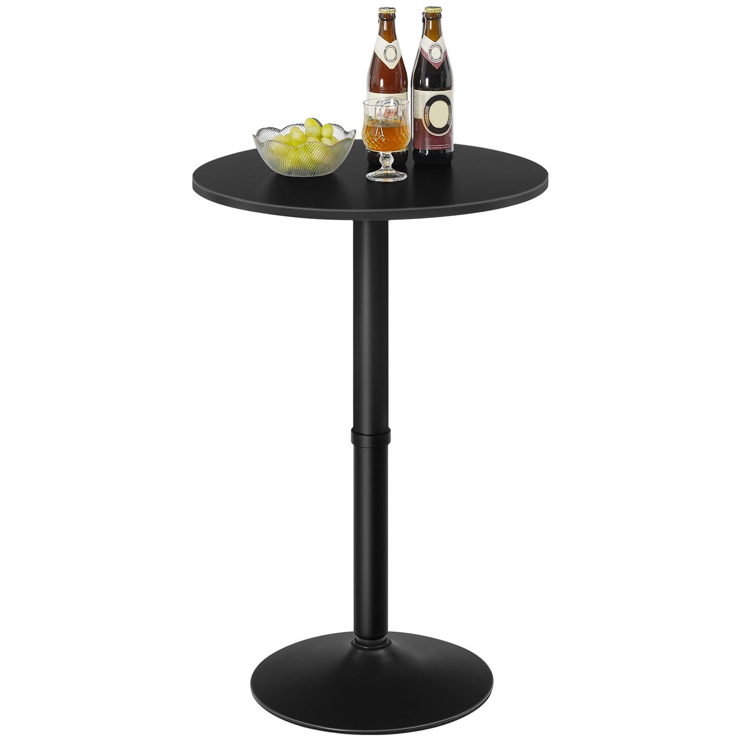 HOOBRO 35" Black Round Bar Table - Stylish Cocktail Table for Narrow Spaces