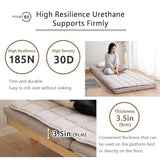 EMOOR Japanese Tri-fold Futon Mattress Machi with Mattress Pad Small-Twin Gray, Gusset Foldable Storable Washable Floor Sleeping Guest Bed Tatami Mat EMOOR