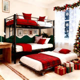 HomeCyber Metal Twin Bunk+Trundle Sleeps 3, Splits into 2 Beds, Reinforced Steel Frame, Noise-Free, Growing Family & Shared Kids Room, No Box Spring, Black HomeCyber