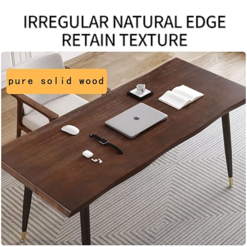 Sihtengxxhongs Modern Simple Style 55" Standing Desk Study Computer Desk - Black Metal Frame, Solid Wood Planks, for Home Office Bedroom Sihtengxxhongs