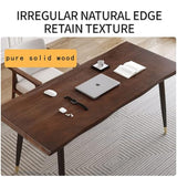 Sihtengxxhongs Modern Simple Style 55" Standing Desk Study Computer Desk - Black Metal Frame, Solid Wood Planks, for Home Office Bedroom Sihtengxxhongs