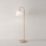 Globe Electric 65907 68" Floor Lamp, Light Faux Wood, White Pattern Shade, On/Off Rotary Switch on Socket Globe Electric