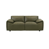 Tanner 74 in. Leather Loveseat with Padded Arms in Green or Khaki Armen Living