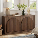 win2win Fluted Sideboard Buffet Cabinet with Storage, 65" Mid Century Modern Accent Cabinet with Double-Layered Arch Doors,Wood Media TV Console Table Credenza for Living Room Hallway Entryway,Walnut win2win