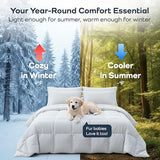 Olive + Crate Cooling Down Alternative Comforter - Hypoallergenic Queen Size Duvet Insert Lightweight - All Seasons Plush Design Bamboo Comforter - 100% Bamboo Viscose Outer Cover - White 88"x90" Olive + Crate