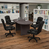 Flash Furniture Lake 5 Piece Rustic Gray Oval Conference Table Set with 4 Black LeatherSoft-Padded Task Chairs Flash Furniture