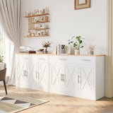 Shintenchi Modern Farmhouse Sideboard Buffet Cabinet with Storage with 3 Doors,42" Barn Doors Buffet Cabinet with Storage, Wood Coffee Bar Cabinet with Adjustable Shelf for Kitchen Living Room,White Shintenchi