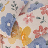 Holawakaka Full Fluffy Comforter Set, Cute Botanical Flowers Print Fleece Bedding Set for Girls Women, Super Soft Floral Fuzzy Bed Set with Pillowcases for Nursery & Kids Teen's Bedroom Holawakaka