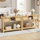 HOOBRO Console Table, 47" Rattan-Like Entryway Table with Storage, Narrow Sofa Table Behind Couch for Living Room Entry Foyer Hallway, Natural NL34XG01 HOOBRO