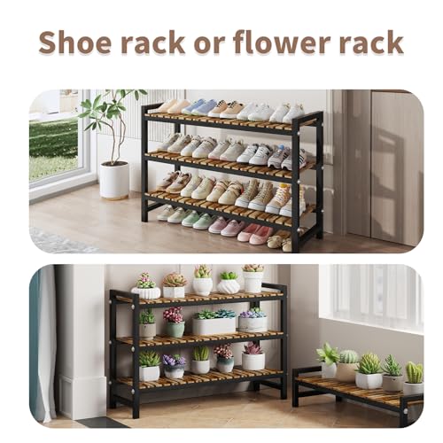 Shoe Rack Organizer for Small Spaces 2Tier Long Narrow Shoe Stand, Closet Shoe Rack, Small Shoe Shelf for Closet Entryway Corner Garage and Bedroom Front Door - Shoe Storage Combining Wood and Metal ZHUTIANXIA