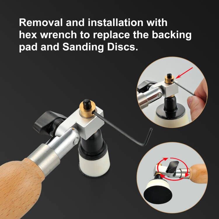 Bowl Sander Kit, Sanding Block, Wood Lathe Tools with 50Pcs Hook & Loop Sanding Discs+ 1" & 2" Backing Plates and Foam Interface Pads, 13" Long Hardwood Handle and Dual Bearing Head for Woodworking MAXMAN