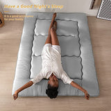 MAXYOYO Japanese Floor Mattress Futon Mattress, Thicken Daybed Sleeping Pad Foldable Roll Up Boys Girls Dormitory Kids Lounger Bed Couch and Sofa, Grey, Full MAXYOYO