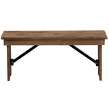 Flash Furniture HERCULES 40" x 12" Antique Rustic,Solid Pine Folding Farm Bench Flash Furniture