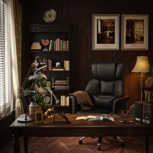 Ergonomic Office Chair with Footrest, Criss Cross Legged Desk Chair with Flip-Up Arms, Wider Thicker Spring Seat, Lumbar Pillow, Pet-Friendly, 500LBS Big and Tall Heavy-Duty Executive Leather Chair SUNNOW