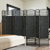 HOMCOM 8 Panel Room Divider, Folding Privacy Screen, 5.6' Room Separator, Wave Fiber Freestanding Partition Wall Divider, Black HOMCOM