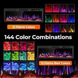 R.W.FLAME 50" Recessed and Wall Mounted Smart Electric Fireplace, Alexa/WiFi Enabled, APP Control with Multiple Sound Modes, Remote Control with Timer, Adjustable Flame Colors and Speed R.W.FLAME