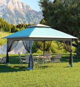 Hipicute 13 X 13FT Pop Up Gazebo, Canopy Tent, Gazebos on Clearance,Patio Folding Canopy with Mosquito Netting - Backyard Tent for Party, Wedding,Outdoor Dining, Patio, Backyard(Light Blue+Light Grey) Hipicute