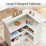 Tribesigns Bar Cabinet, L-Shaped Home Bar Table with Stemware Racks, 4-Tier Corner Bar Unit Liquor Wine Bar Table Reception Desk for Home Pub, White Tribesigns