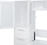 Virubi Full Horizontal Murphy Bed with Storage Wardrobe Closet,2 Drawer,4 Storage Shelves,Wood Folding Murphy Wall Bed Cabinet for Adult (White) Virubi