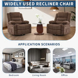 Rocking Recliner Chair for Adults Wide 360° Swivel Rocker Recliner with Cup Holder Nursery Glider with Upholstered Deep Seat Linen Lazy boy Chair for Living Room Browm
