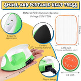 Honoson Mini Craft Iron, Small Portable Heat Press Heat Transfer Machine with Mesh Cloth Pressing Cloth Pad Silicone Pad, Charging Base Accessories for T Shirt Shoe DIY Bag(Green) Honoson