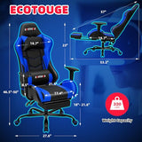 ECOTOUGE PC Massage Gaming Chair with Footrest Ergonomic Office Desk Chair Racing PU Leather Recliner Swivel Rocker with Headrest and Lumbar Pillow, Blue ECOTOUGE