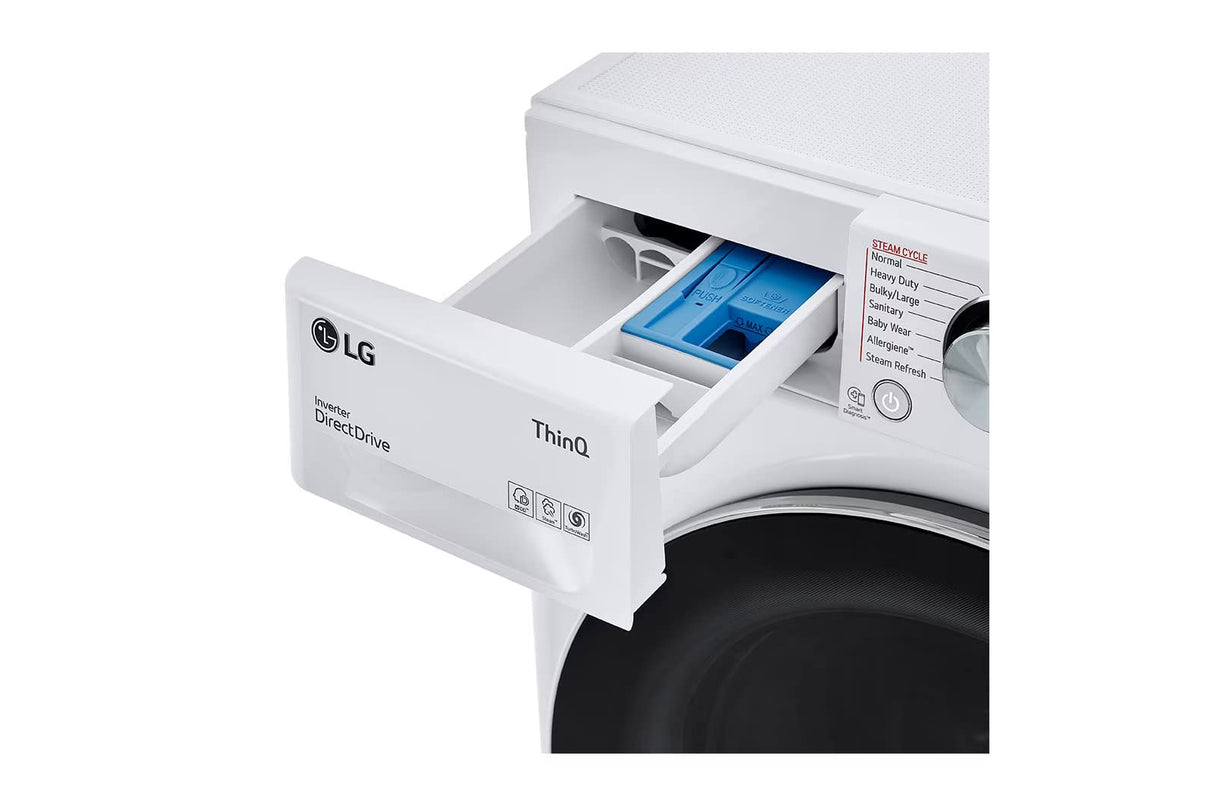 LG WM3555HWA 24 Inch Smart All In One Washer/Dryer with 2.3 cu. ft. Capacity, Wi-Fi Enabled, 14 Wash Cycles, 1400 RPM, Ventless, NeveRust Stainless Steel Drum, Quiet Operation, TrueBalance, Sensor Dry in White LG