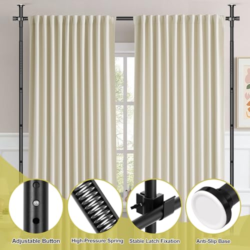 Room Divider, No Drilling Curtain Rod for Room Separation, 4-10ft(H) 29-73"(W) Adjustable Wall Divider, Heavy Duty Floor to Ceiling Tension Rod Space Partition Privacy Separator for Dorm Office, Black Yettsoy