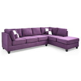 HomeStock Elegant Escape L-Shape Sectional Sofa with Button-Tufting, Removable Backs and Pocketed Coil Seating, Track Arm Style, Living Room Sectional Couch -111" D x 78" W x 34" H Purple HomeStock