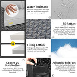 Patio Wicker Furniture Set 6 Pieces Outdoor PE Rattan Conversation Couch Sectional Chair Sofa Set with Grey Cushion Rattaner