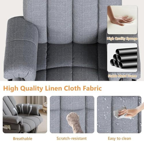 JIASTING 360° Swivel Recliner Chair with Ottoman & Double Side Pockets, Nursing Glider Rocking Recliner Chair, Gliding Chairs for Nursery, Living Room, Bedroom, Office (Gray) JIASTING