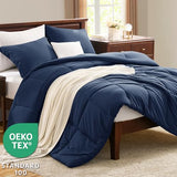 CozyLux Full Size Comforter Sets - Navy Blue Comforter Full Size, 3 Pieces Box Stitched Bed Set for All Seasons, Soft Lightweight Bedding Sets with 1 Down Alternative Comforter and 2 Pillow Shams CozyLux