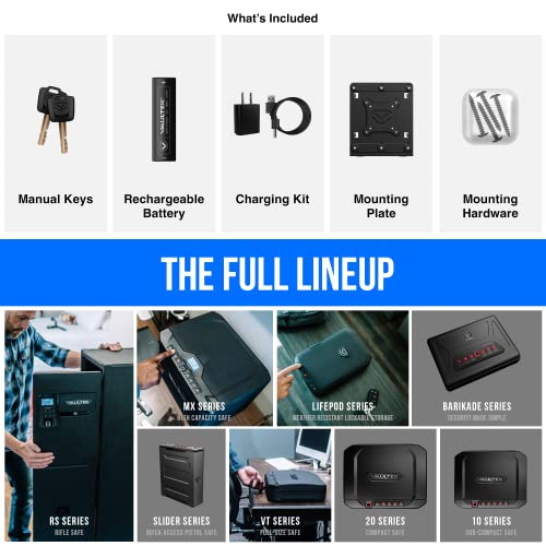 VAULTEK Essential Series Quick Access Handgun Safe with Auto Open Door and Rechargeable Lithium-ion Battery (SE20) (Slider Safe) VAULTEK